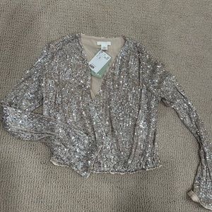 NWT Gold sequin crop top XS